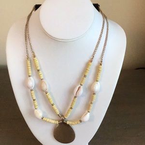 Carol Dauplaise she’ll and wood necklace